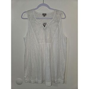 J. Jill White Sleeveless Top Embroidered Eyelet Detail‎ Size Large
